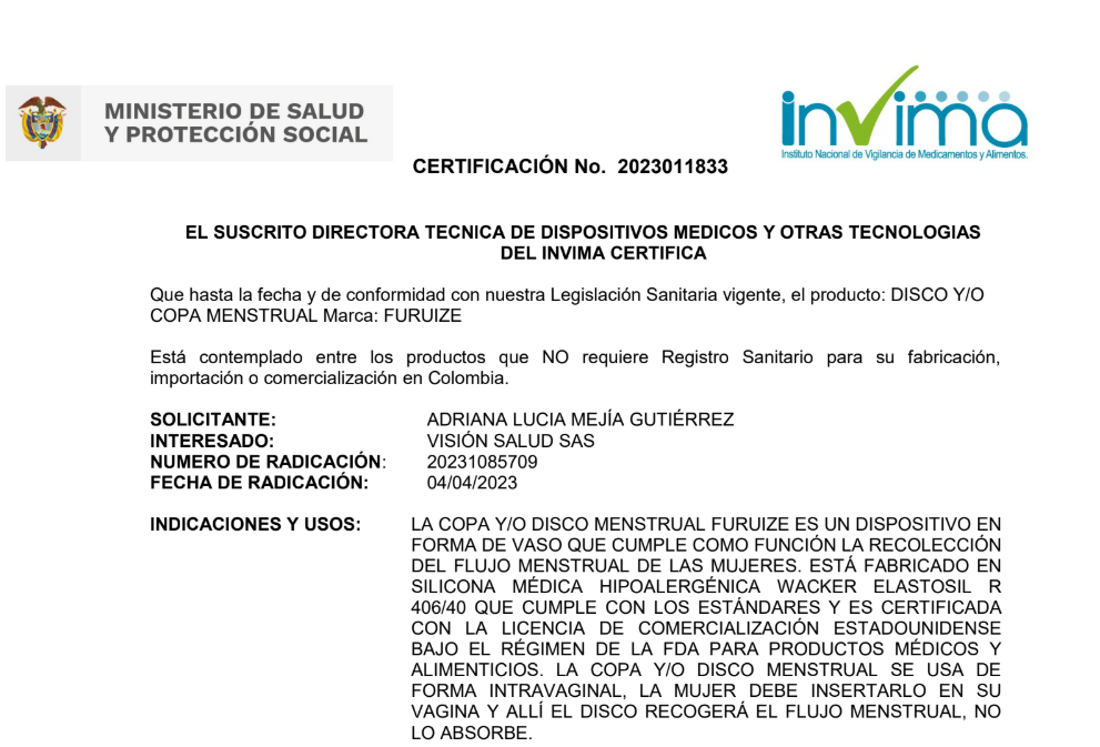 Certificado INVIMA